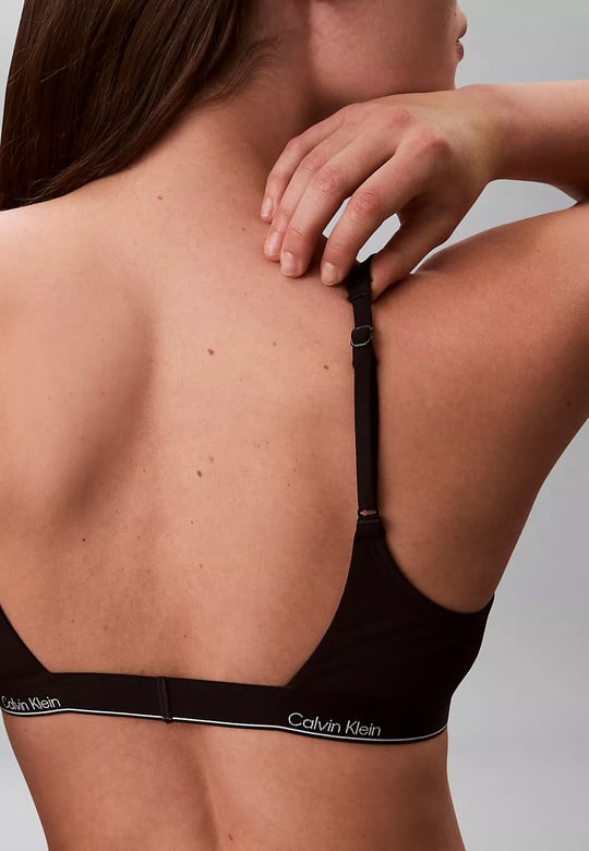 Calvin Klein Calvin Klein Kadın Kalın Askı CK Yazı Desenler Slim fit Süngerli Siyah Bikini Üstü LV00Q61207-UB1