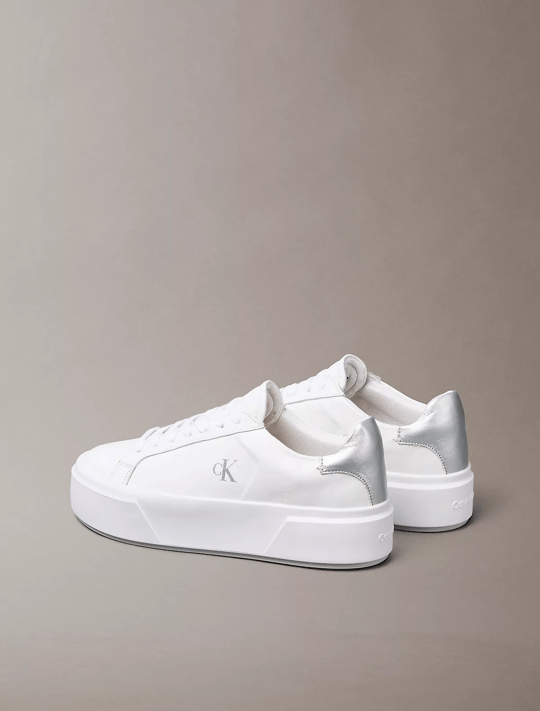 Calvin Klein Calvin Klein Kadın Kalın Topuk Deri Bağcıklı Rahat Taban Beyaz Sneaker YW0YW01929-0LC