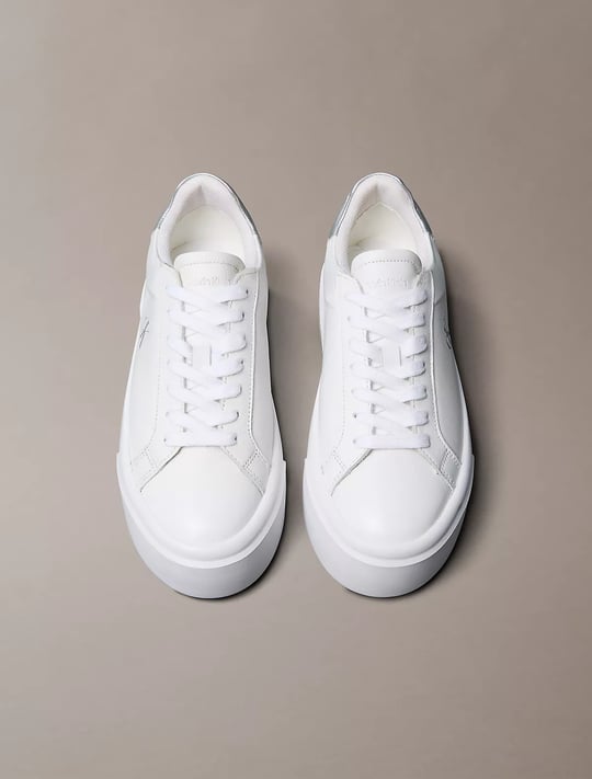 Calvin Klein Calvin Klein Kadın Kalın Topuk Deri Bağcıklı Rahat Taban Beyaz Sneaker YW0YW01929-0LC