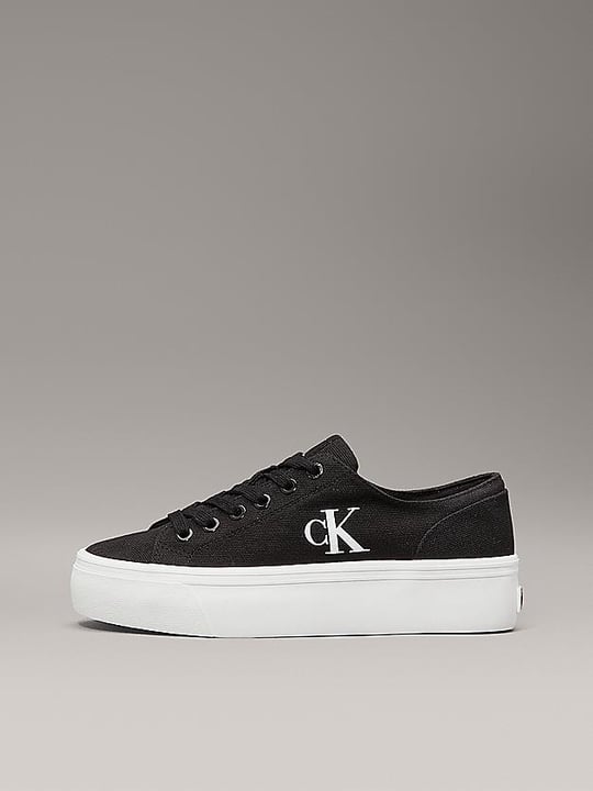 Calvin Klein Calvin Klein Kadın Kalın ve Düz Tabanlı Yuvarlak Burunlu Deri Siyah Sneaker YW0YW01763-0GM