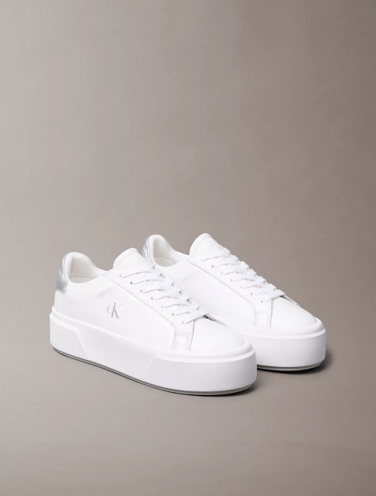 Calvin Klein Calvin Klein Kadın Kalın Topuk Deri Bağcıklı Rahat Taban Beyaz Sneaker YW0YW01929-0LC
