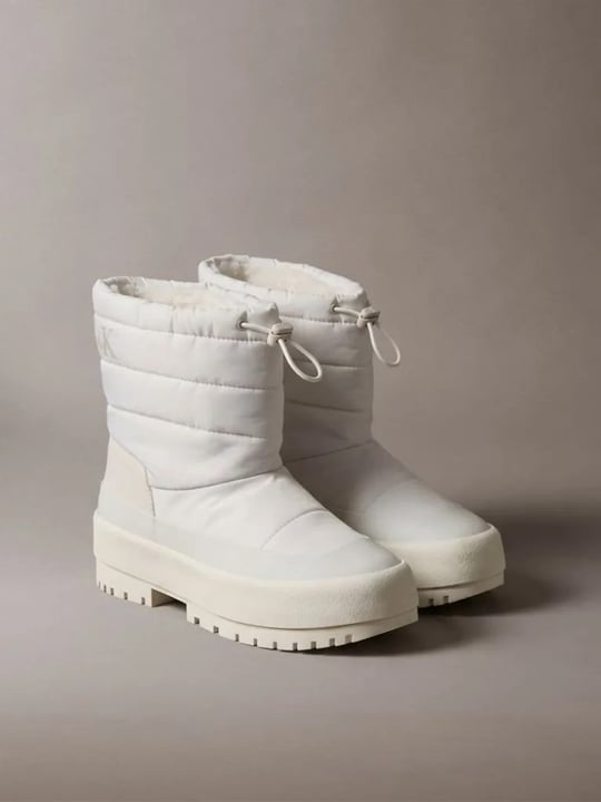 Calvin Klein Calvin Klein Kadın Kapitoneli Büzgü İpli Kalın Tabanlı Logolu Ekru Bot & Bootie HW0HW03245-066