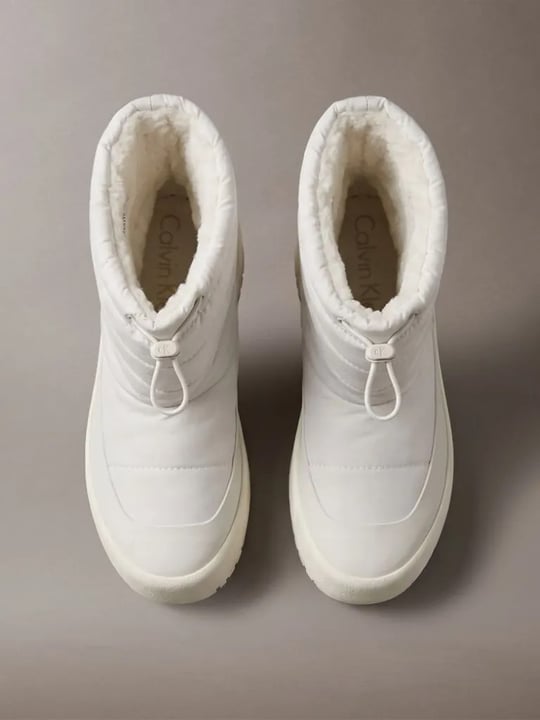 Calvin Klein Calvin Klein Kadın Kapitoneli Büzgü İpli Kalın Tabanlı Logolu Ekru Bot & Bootie HW0HW03245-066