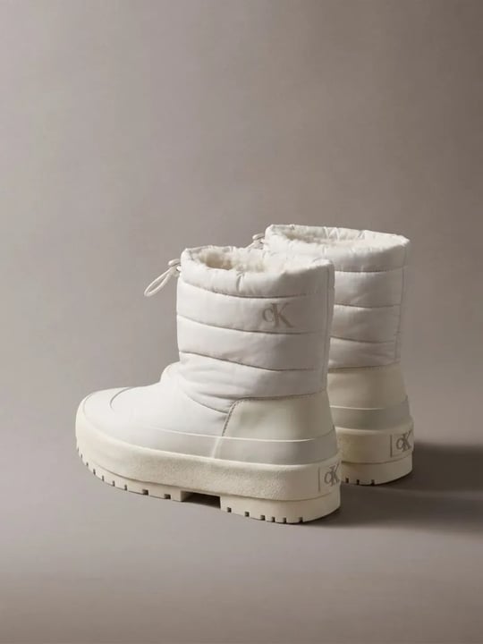 Calvin Klein Calvin Klein Kadın Kapitoneli Büzgü İpli Kalın Tabanlı Logolu Ekru Bot & Bootie HW0HW03245-066