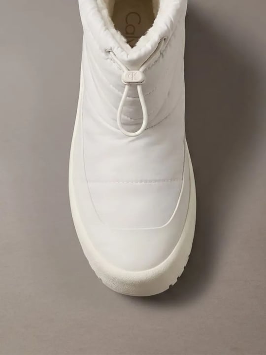 Calvin Klein Calvin Klein Kadın Kapitoneli Büzgü İpli Kalın Tabanlı Logolu Ekru Bot & Bootie HW0HW03245-066