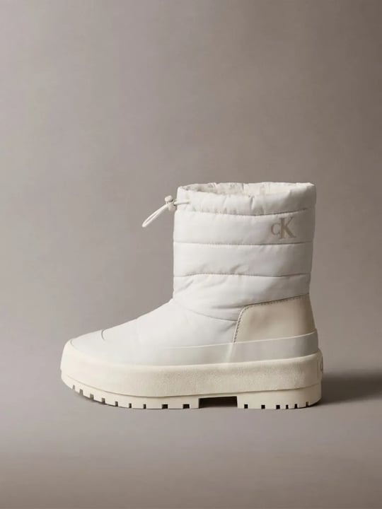 Calvin Klein Calvin Klein Kadın Kapitoneli Büzgü İpli Kalın Tabanlı Logolu Ekru Bot & Bootie HW0HW03245-066