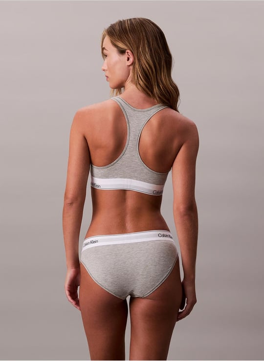 Calvin Klein Calvin Klein Kadın Kare Yaka Lastikli Dar Calvin Yazı Desenli Gri Büstiyer LV00QF8493-P7A
