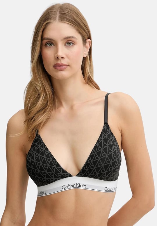 Calvin Klein Calvin Klein Kadın Lastik Marka Yazı Detay İnce Askı V Derin Yaka Siyah Sütyen LV00QF8498-2RG
