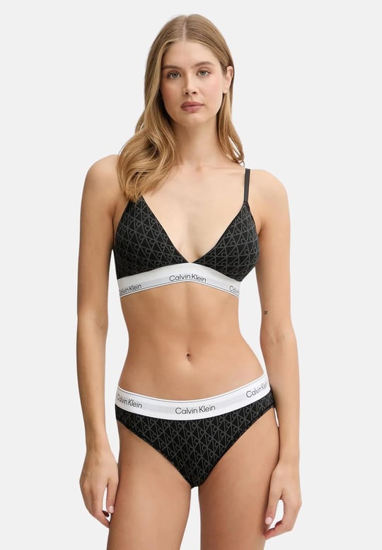 Calvin Klein Calvin Klein Kadın Lastik Marka Yazı Detay İnce Askı V Derin Yaka Siyah Sütyen LV00QF8498-2RG