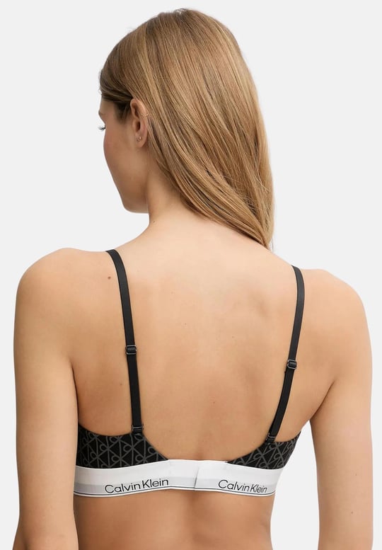 Calvin Klein Calvin Klein Kadın Lastik Marka Yazı Detay İnce Askı V Derin Yaka Siyah Sütyen LV00QF8498-2RG