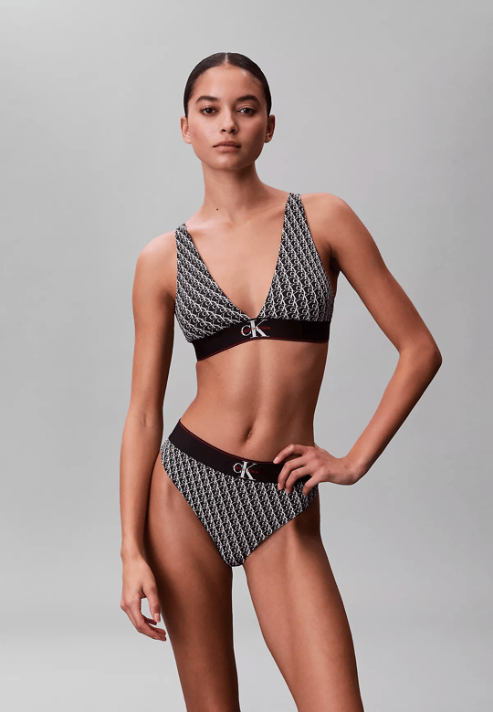 Calvin Klein Calvin Klein Kadın Logo Baskılı Elastik Bantlı Ayarlanabilir Askılı Siyah-Beyaz Sütyen LV00QF8703-2Y1