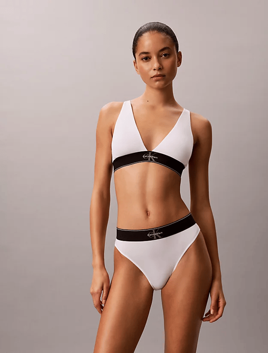 Calvin Klein Calvin Klein Kadın Logo Baskılı Elastik Bantlı Ayarlanabilir Askılı Beyaz Sütyen LV00QF8703-100