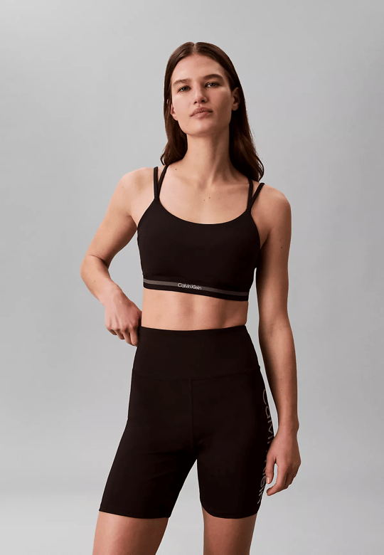 Calvin Klein Calvin Klein Kadın Logo Detaylı Elastik Bel Bantlı İnce İp Askılı Siyah Sporcu Sütyeni LVGWS6K345-UB1
