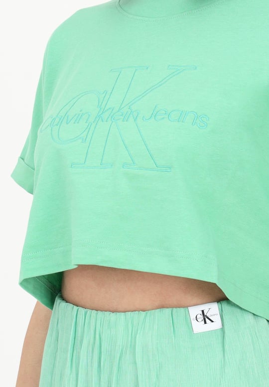 Calvin Klein Calvin Kleın Kadın Logolu Kısa Kollu Pamuklu Yeşil T-Shirt J20J221048-L1C