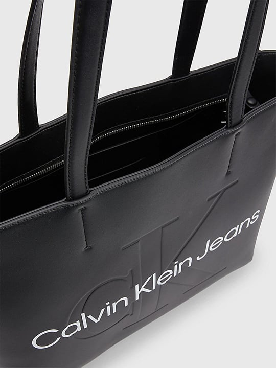 Calvin Klein Calvin Kleın Kadın Logolu Deri Fermuarlı Günlük Kullanım Siyah El Çantası K60K610276-BDS