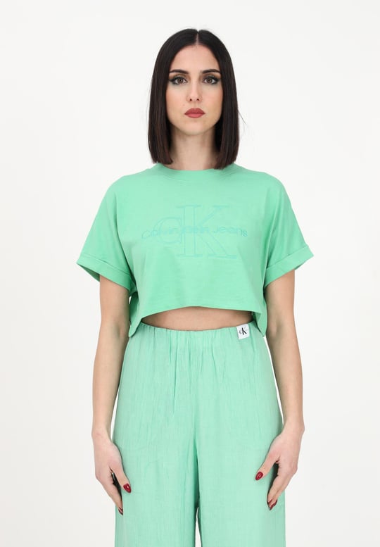 Calvin Klein Calvin Kleın Kadın Logolu Kısa Kollu Pamuklu Yeşil T-Shirt J20J221048-L1C