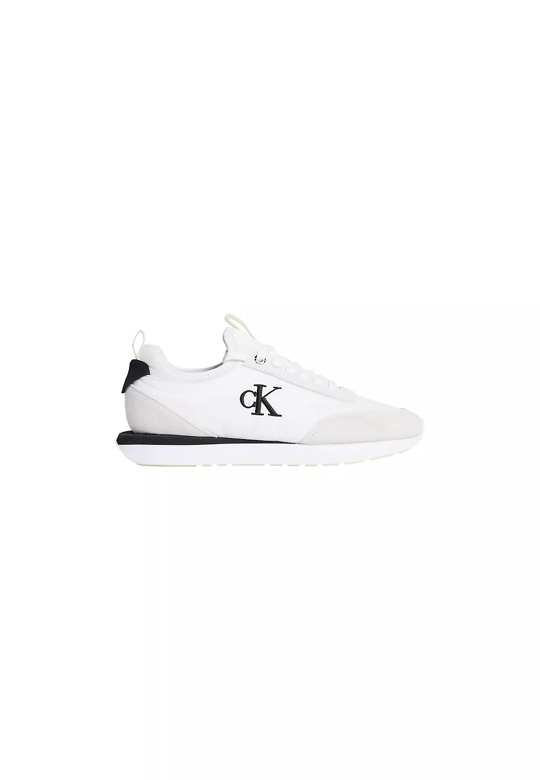 Calvin Klein Calvin Klein Kadın Logolu Süet Detaylı CK Desenli Bağlamalı Rahat Taban Beyaz Sneaker YW0YW02060-05V