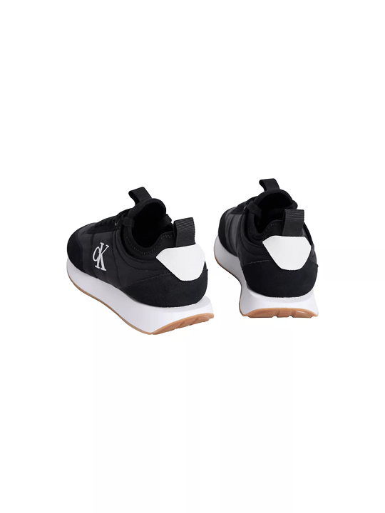 Calvin Klein Calvin Klein Kadın Logolu Süet Detaylı CK Desenli Bağlamalı Rahat Taban Siyah Sneaker YW0YW02060-0GM