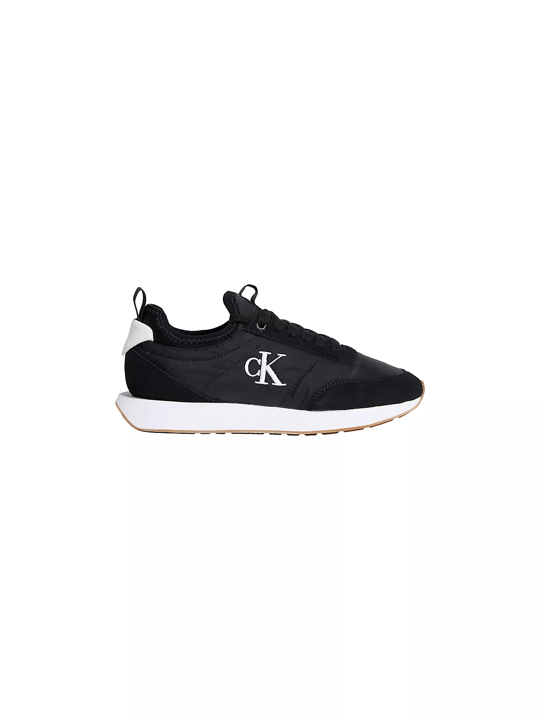 Calvin Klein Calvin Klein Kadın Logolu Süet Detaylı CK Desenli Bağlamalı Rahat Taban Siyah Sneaker YW0YW02060-0GM