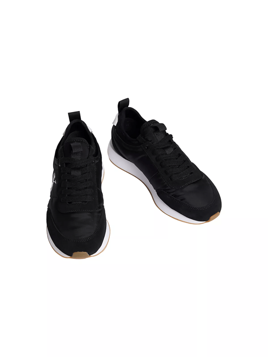 Calvin Klein Calvin Klein Kadın Logolu Süet Detaylı CK Desenli Bağlamalı Rahat Taban Siyah Sneaker YW0YW02060-0GM