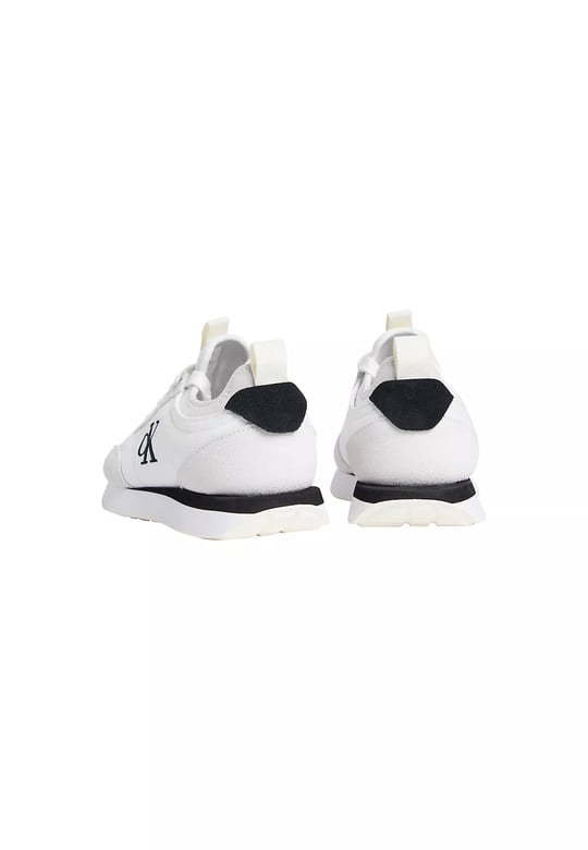 Calvin Klein Calvin Klein Kadın Logolu Süet Detaylı CK Desenli Bağlamalı Rahat Taban Beyaz Sneaker YW0YW02060-05V