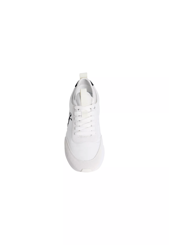 Calvin Klein Calvin Klein Kadın Logolu Süet Detaylı CK Desenli Bağlamalı Rahat Taban Beyaz Sneaker YW0YW02060-05V