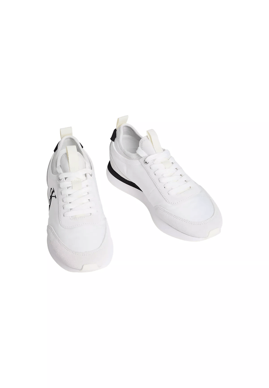Calvin Klein Calvin Klein Kadın Logolu Süet Detaylı CK Desenli Bağlamalı Rahat Taban Beyaz Sneaker YW0YW02060-05V