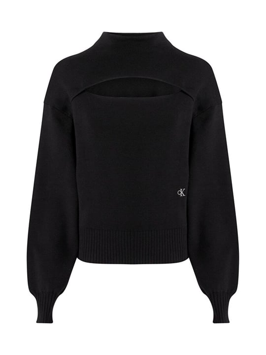 Calvin Klein Calvin Kleın Kadın Marka Logolu Dekolte Detaylı Rahat Günlük Siyah Kazak J20J221964-BEH