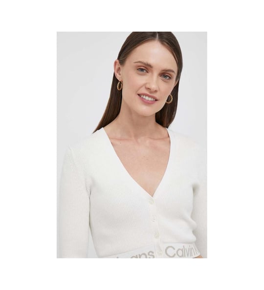 Calvin Klein Calvin Kleın Kadın Marka Logolu Uzun Kollu Rahat Bej Kazak J20J221961-YBI