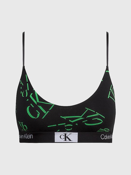 Calvin Klein Calvin Kleın Kadın Marka Logolu Askılı Spor Giyim Günlük Siyah-Yeşil Büstiyer 000QF7216E-GNG
