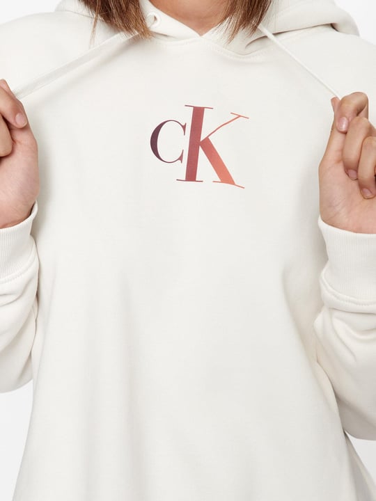 Calvin Klein Calvin Kleın Kadın Marka Logolu Uzun Kollu Rahat Beyaz Sweatshirt J20J222346-YBI