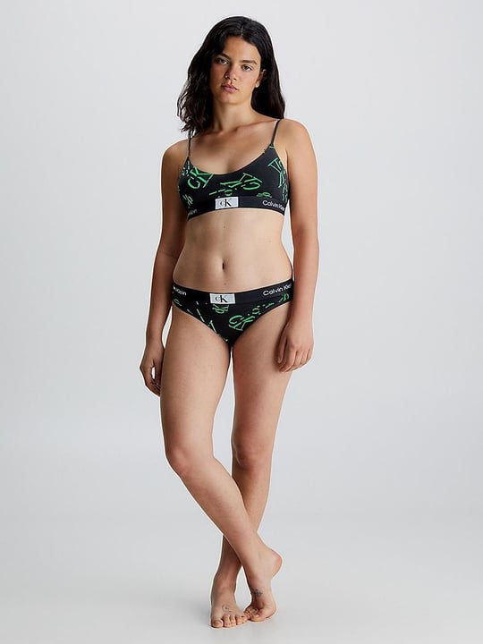 Calvin Klein Calvin Kleın Kadın Marka Logolu Askılı Spor Giyim Günlük Siyah-Yeşil Büstiyer 000QF7216E-GNG