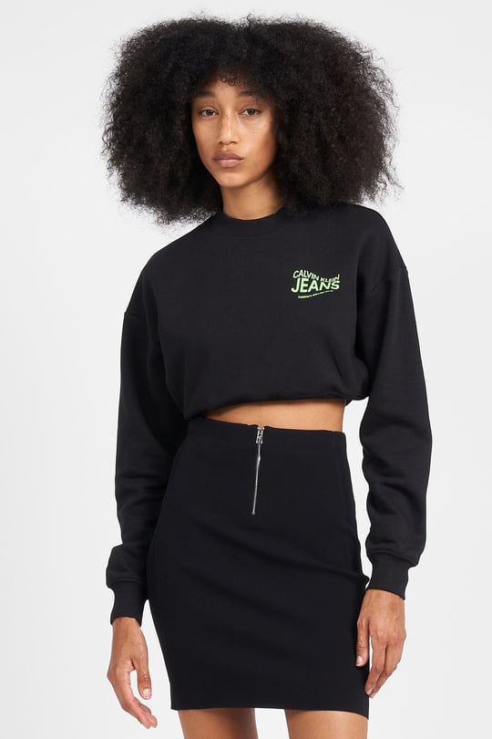 Calvin Klein Calvin Kleın Kadın Marka Logolu Uzun Kollu Rahat Siyah Sweatshirt J20J222227-BEH