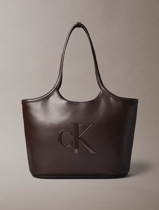Calvin Klein Calvin Klein Kadın Marka Logolu Düz Deri Kısa Askılı Koyu Kahve Çanta LV04F3562G-BAL