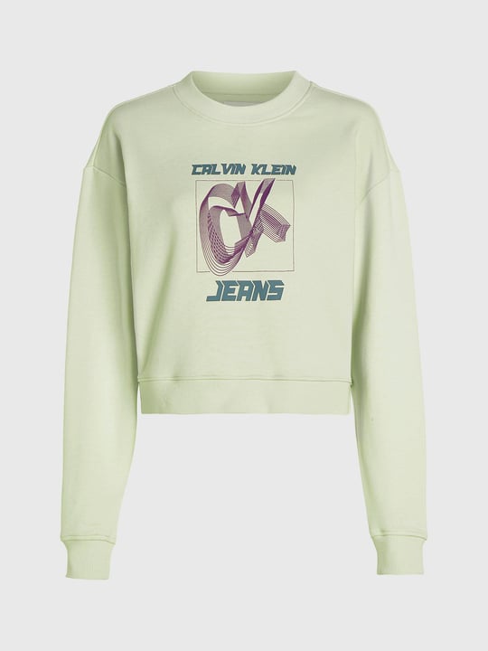 Calvin Klein Calvin Kleın Kadın Marka Logolu Uzun Kollu Rahat Su Yeşili Sweatshirt J20J222344-LCE