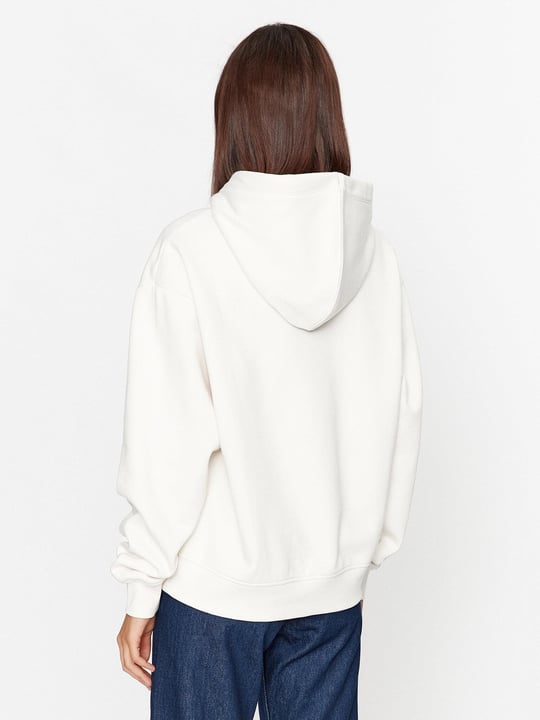 Calvin Klein Calvin Kleın Kadın Marka Logolu Uzun Kollu Rahat Beyaz Sweatshirt J20J222346-YBI