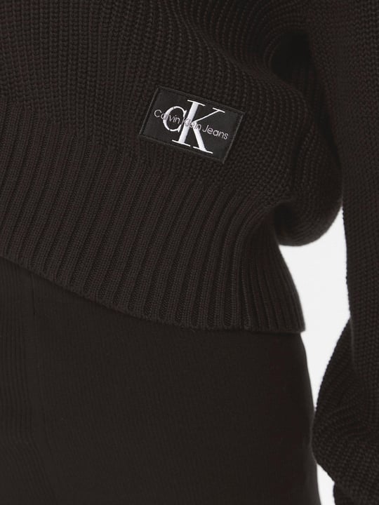 Calvin Klein Calvin Kleın Kadın Marka Logolu Uzun Kollu Rahat Siyah Kazak J20J221973-LCE
