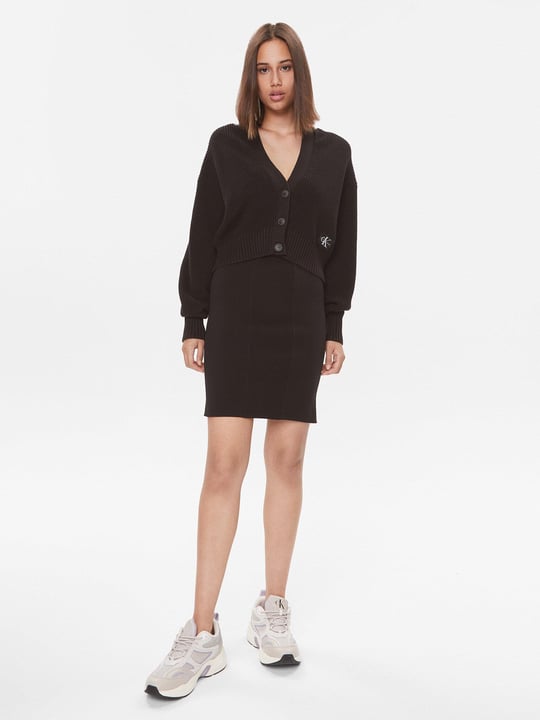 Calvin Klein Calvin Kleın Kadın Marka Logolu Uzun Kollu Rahat Siyah Kazak J20J221973-LCE