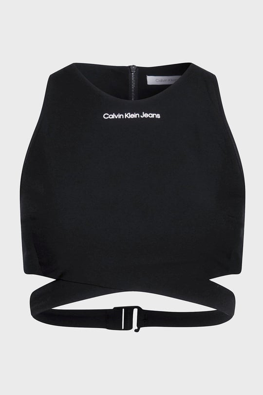 Calvin Klein Calvin Kleın Kadın Marka Logo Detaylı Slim Fit Crop Siyah Gömlek J20J221068-BEH