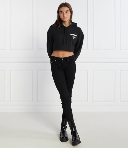 Calvin Klein Calvin Kleın Kadın Marka Logolu Uzun Kollu Rahat Siyah Sweatshirt J20J221945-BEH