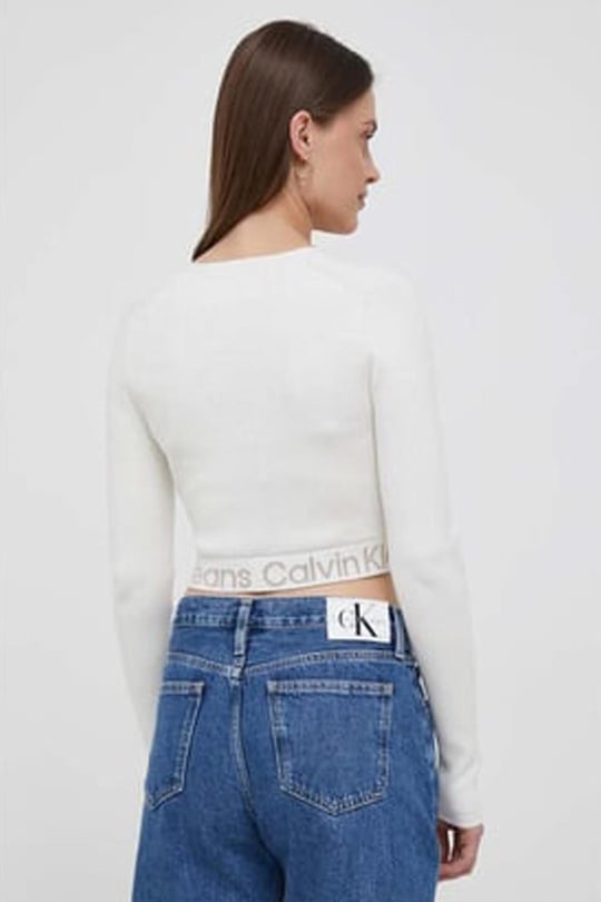 Calvin Klein Calvin Kleın Kadın Marka Logolu Uzun Kollu Rahat Bej Kazak J20J221961-YBI