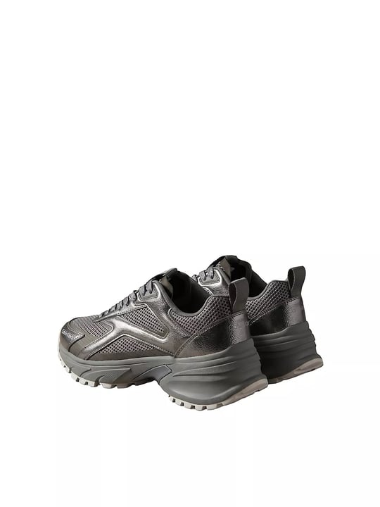 Calvin Klein Calvin Klein Kadın Metalik Detaylı File ve Deri Karışımlı CK Şerit Logolu Gri1 Sneaker HW0HW03251-0IQ