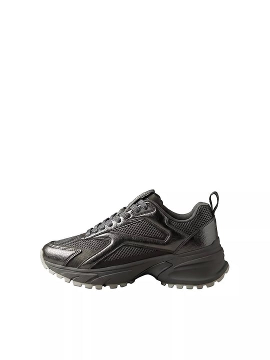 Calvin Klein Calvin Klein Kadın Metalik Detaylı File ve Deri Karışımlı CK Şerit Logolu Gri1 Sneaker HW0HW03251-0IQ