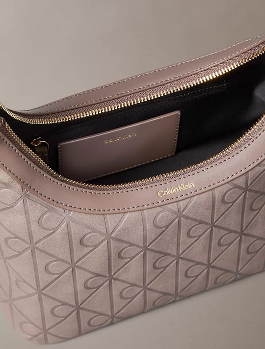 Calvin Klein Calvin Klein Kadın Monogram CK Desenli Fermuarlı Deri Kahverengi Çanta LV04F3880G-XTU