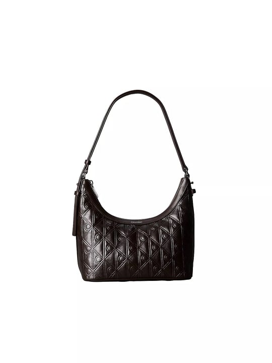 Calvin Klein Calvin Klein Kadın Monogram CK Desenli Fermuarlı Deri Kahverengi Çanta LV04F3874G-BAL