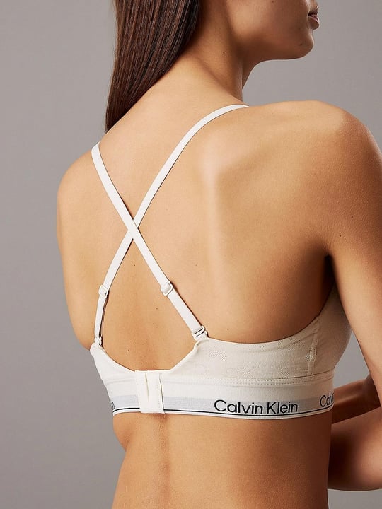 Calvin Klein Calvin Klein Kadın Nefes Alabilen Pamuklu Kalp Desenli Arkası Kancalı Beyaz Spor Sütyen 000QF7876E-PY1
