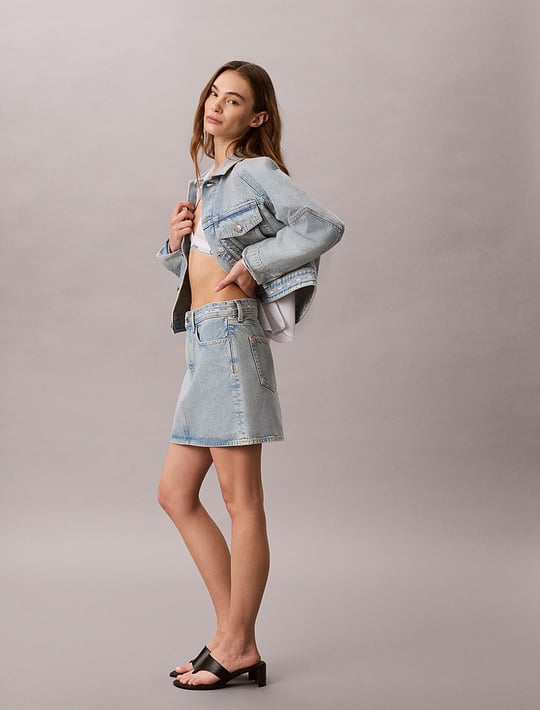 Calvin Klein Calvin Klein Kadın Normal Kalıp Pamuklu Mini Denim Mavi Etek LV047G727G-YP3