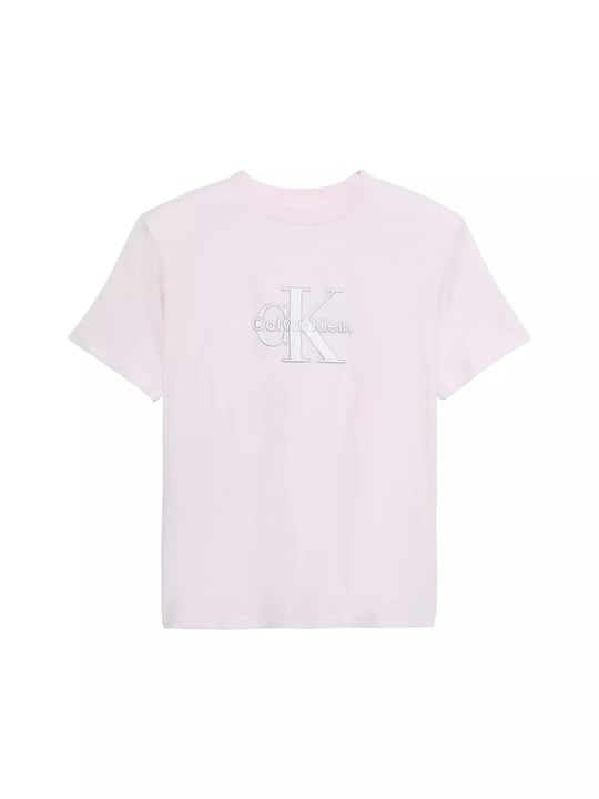Calvin Klein Calvin Klein Kadın Normal Kalıp CK Logo Baskılı Yuvarlak Yakalı Kısa Kollu Pembe T-Shirt LV047H800G-3FS