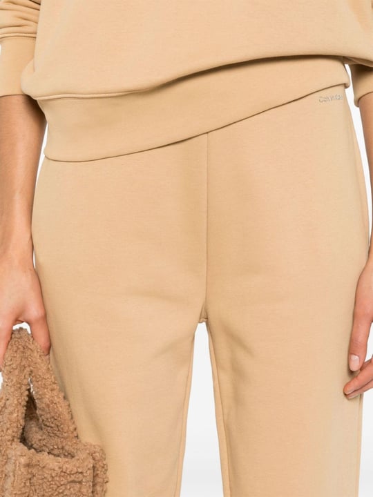 Calvin Klein Calvin Kleın Kadın Normal Belli Pamuklu Logo Desenli Bej Spor Eşofman Altı K20K207214-GC3