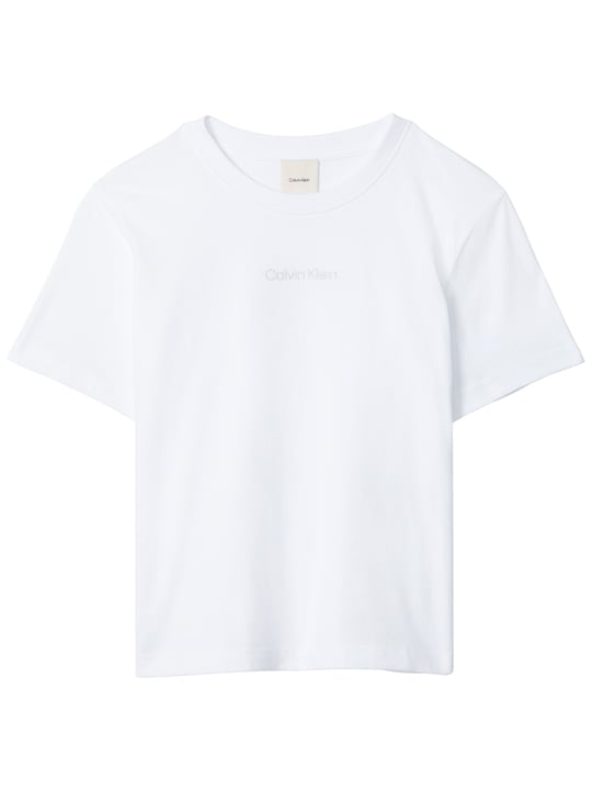 Calvin Klein Calvin Klein Kadın Normal Kesim Yuvarlak Yakalı Pamuklu Logo Nakışlı Kısa Kollu Beyaz T-Shirt LV044C905G-YAA